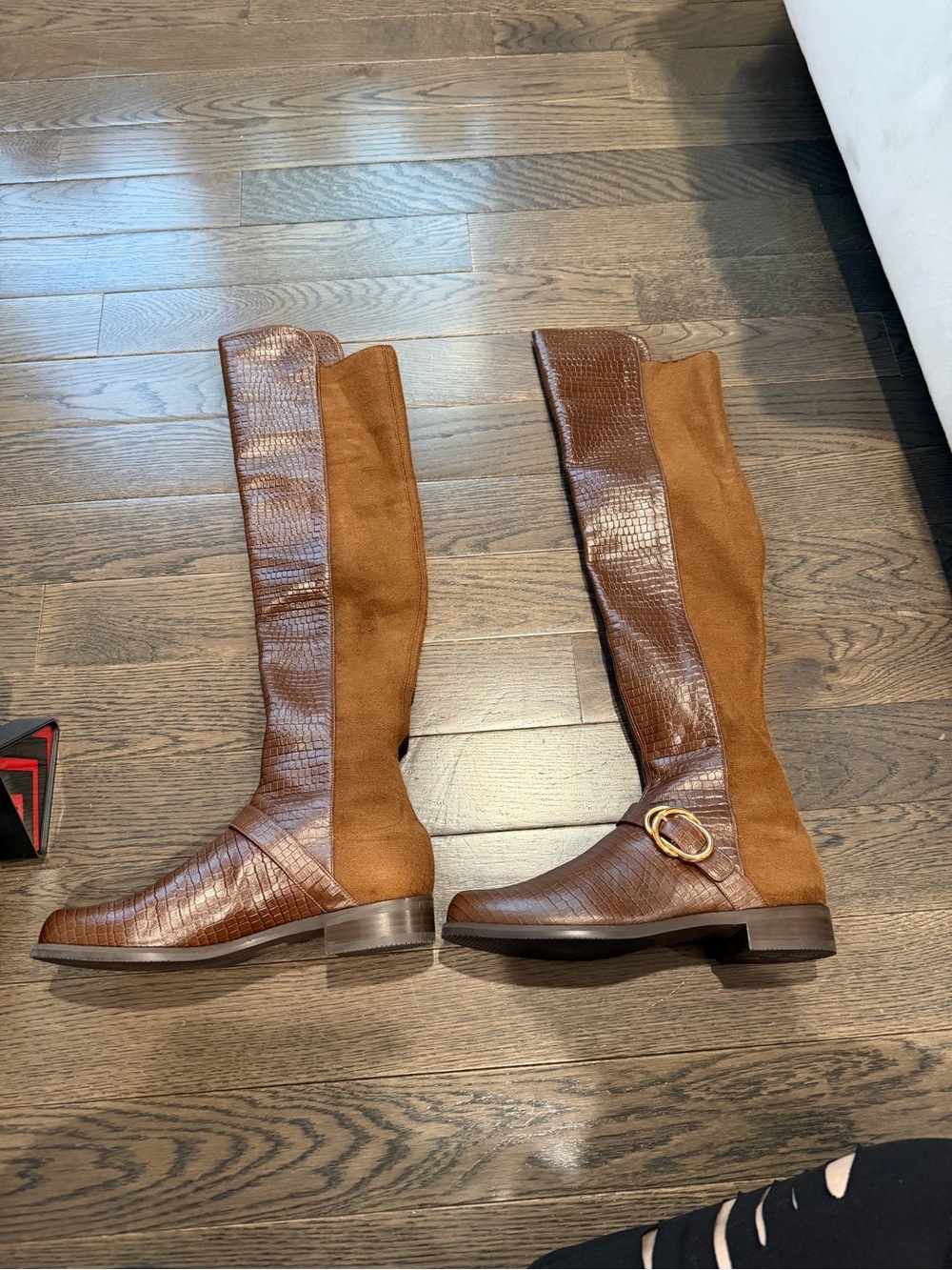 Stuart Weitzman Two-Tone Brown Over-the-Knee Riding Boots